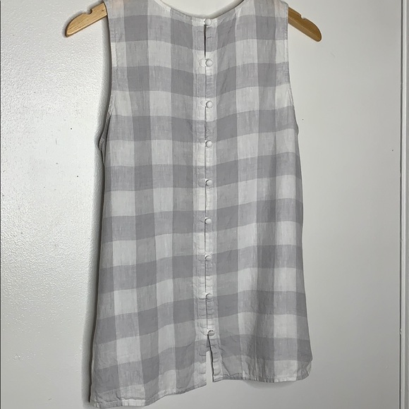 J. Jill Love‎ Linen Gray Buffalo Plaid Top - Picture 3 of 8
